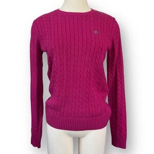 Vintage Lilly Pulitzer Hot Pink Long Sleeve Pullover Cable Knit Sweater